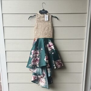 Floral Lace High-Low Kids Dress